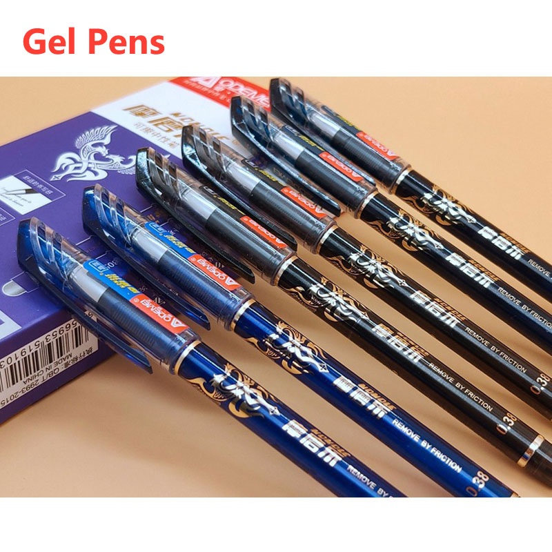 Gel Ink Pen Set - Canetas de gel apagáveis, preto, azul,
