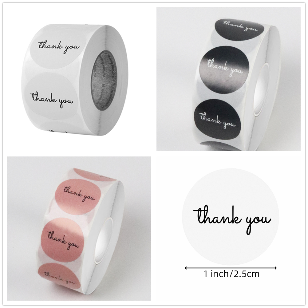 Sticker Label Roll - 500 obrigado adesivos rolo 25mm redondo