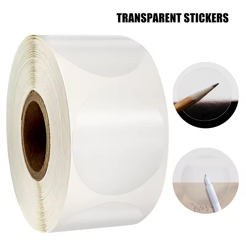 Sticker Label Roll - Adesivos Transparentes Circulares Autoadesivos para Selagem,