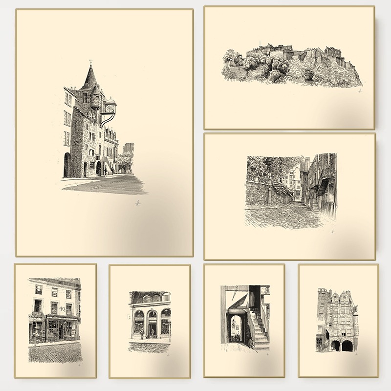 Pôster Vintage do Castelo de E - Fountain Pen Ink avaliação e preço